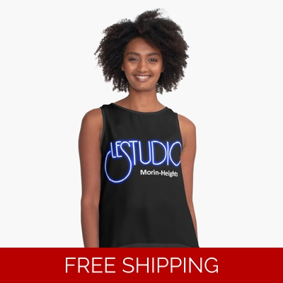 Le Studio Sleeveless Top A White & Blue logo MH White